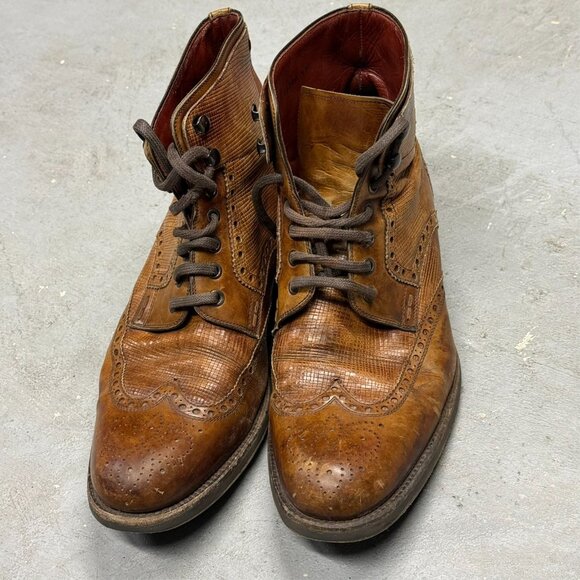 Magnanni "Daroca" Brogue Wing Tip Boot Calf Leather Brown 41.5 8.5 US - Picture 2 of 8